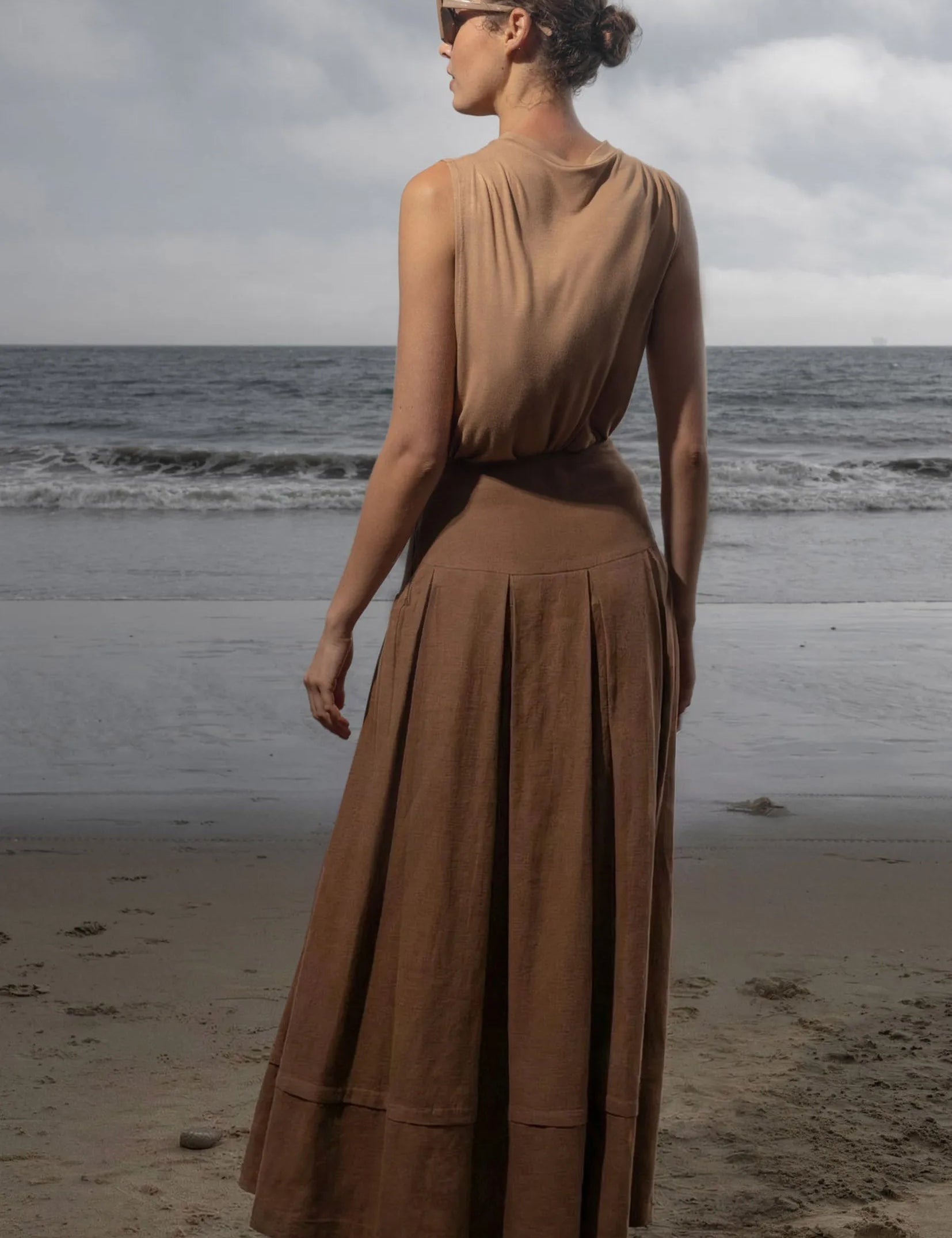 Marbella Skirt - Clay Tissue Linen - Heidi Merrick