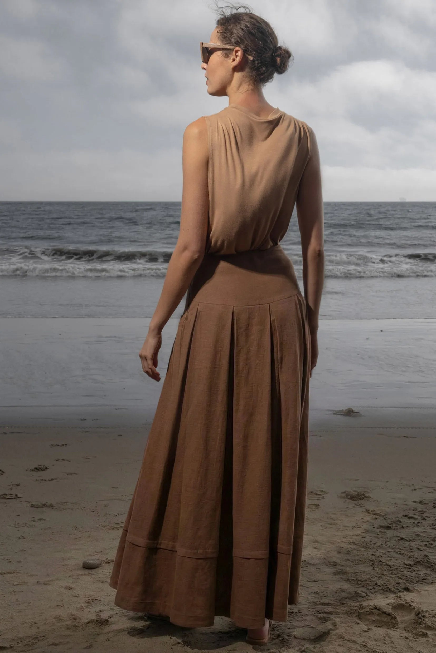 Marbella Skirt - Clay Tissue Linen - Heidi Merrick