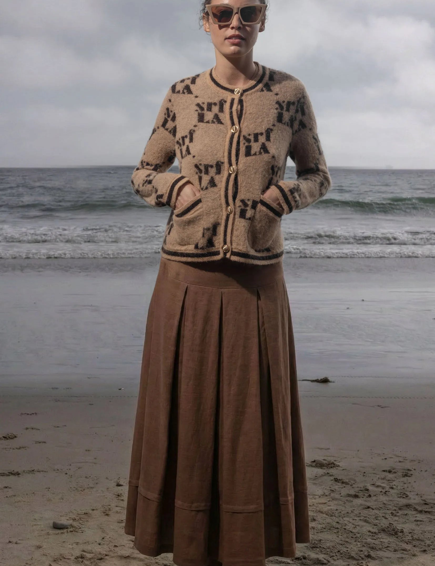 Marbella Skirt - Clay Tissue Linen - Heidi Merrick
