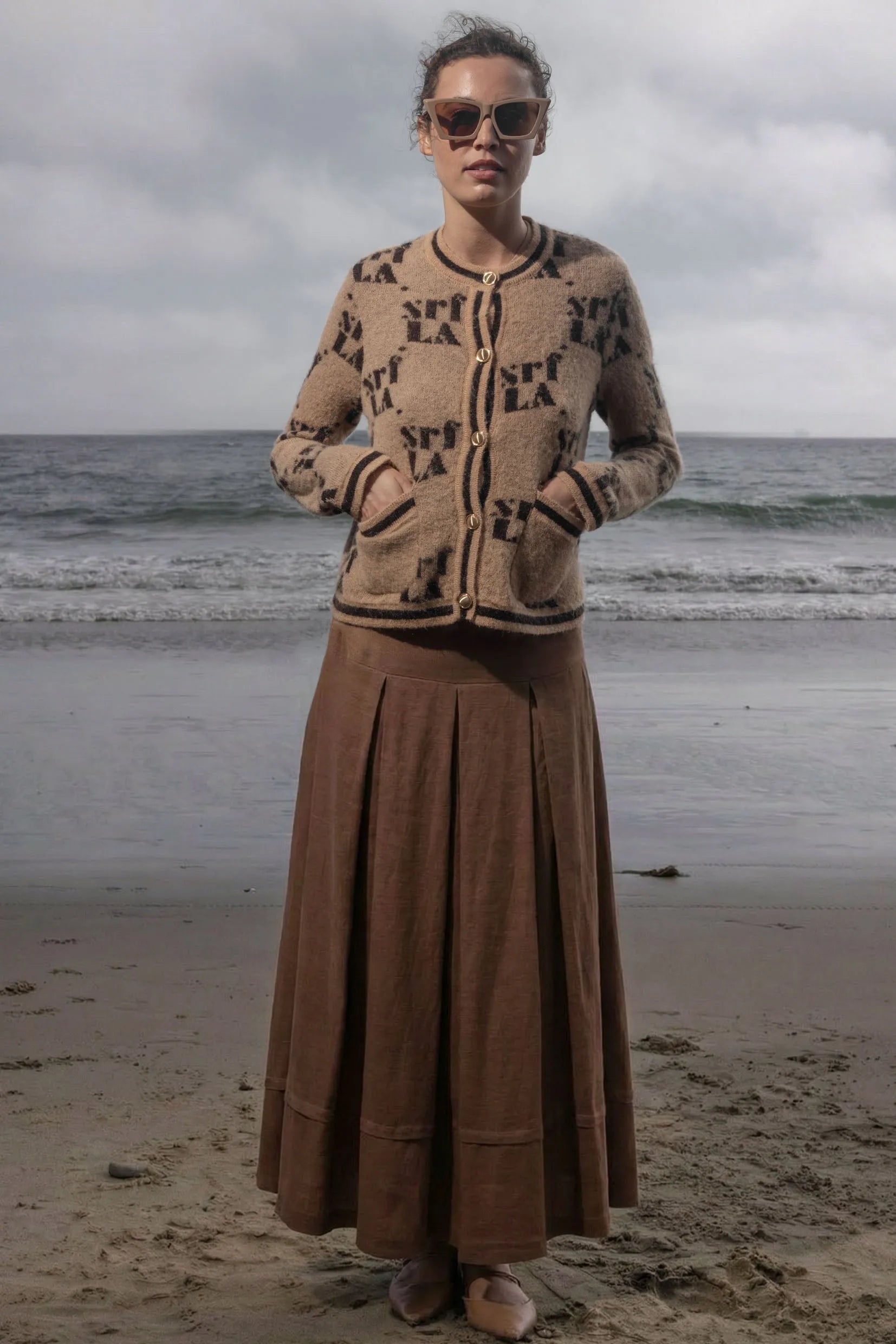 Marbella Skirt - Clay Tissue Linen - Heidi Merrick