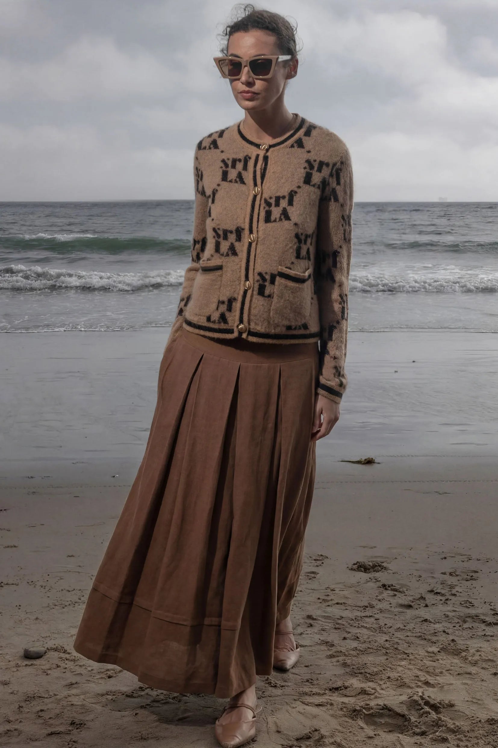 Marbella Skirt - Clay Tissue Linen - Heidi Merrick