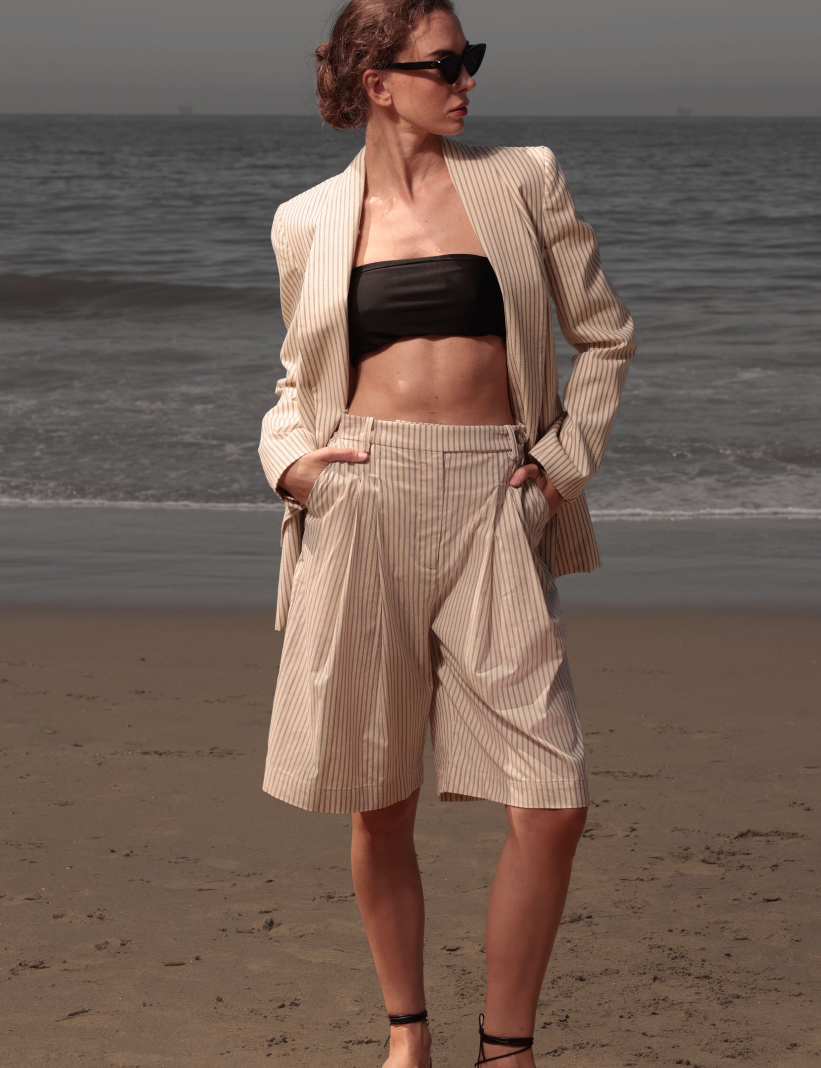 Rodeo Shorts - Cream Ticking Stripe