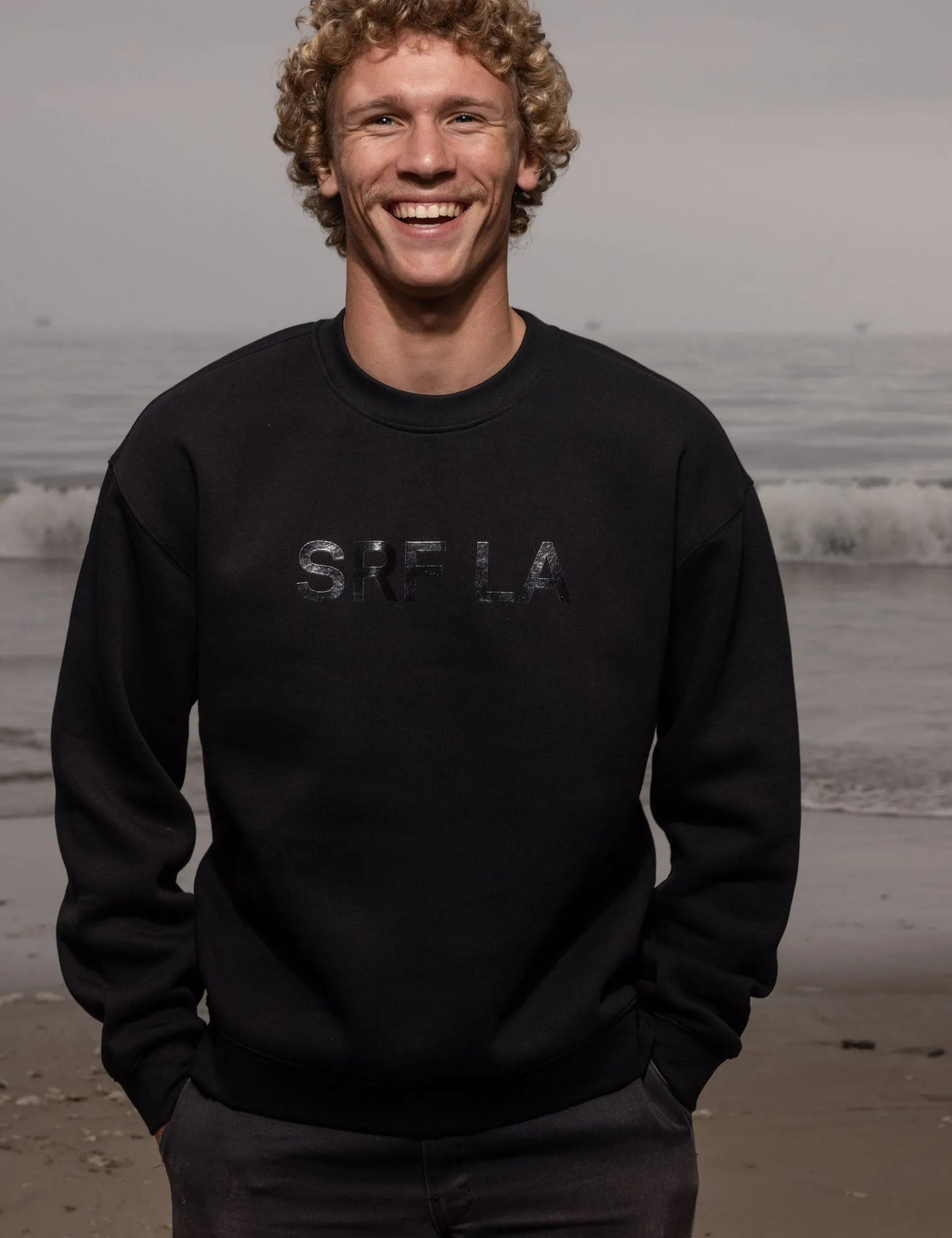 SRF LA Unisex Crewneck - Black on Black - Heidi Merrick