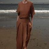 Marbella Skirt - Sable Tissue Linen - Heidi Merrick