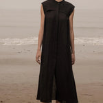 Sespe Dress - Noir Tissue Linen - Heidi Merrick