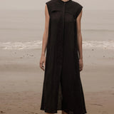 Sespe Dress - Noir Tissue Linen - Heidi Merrick