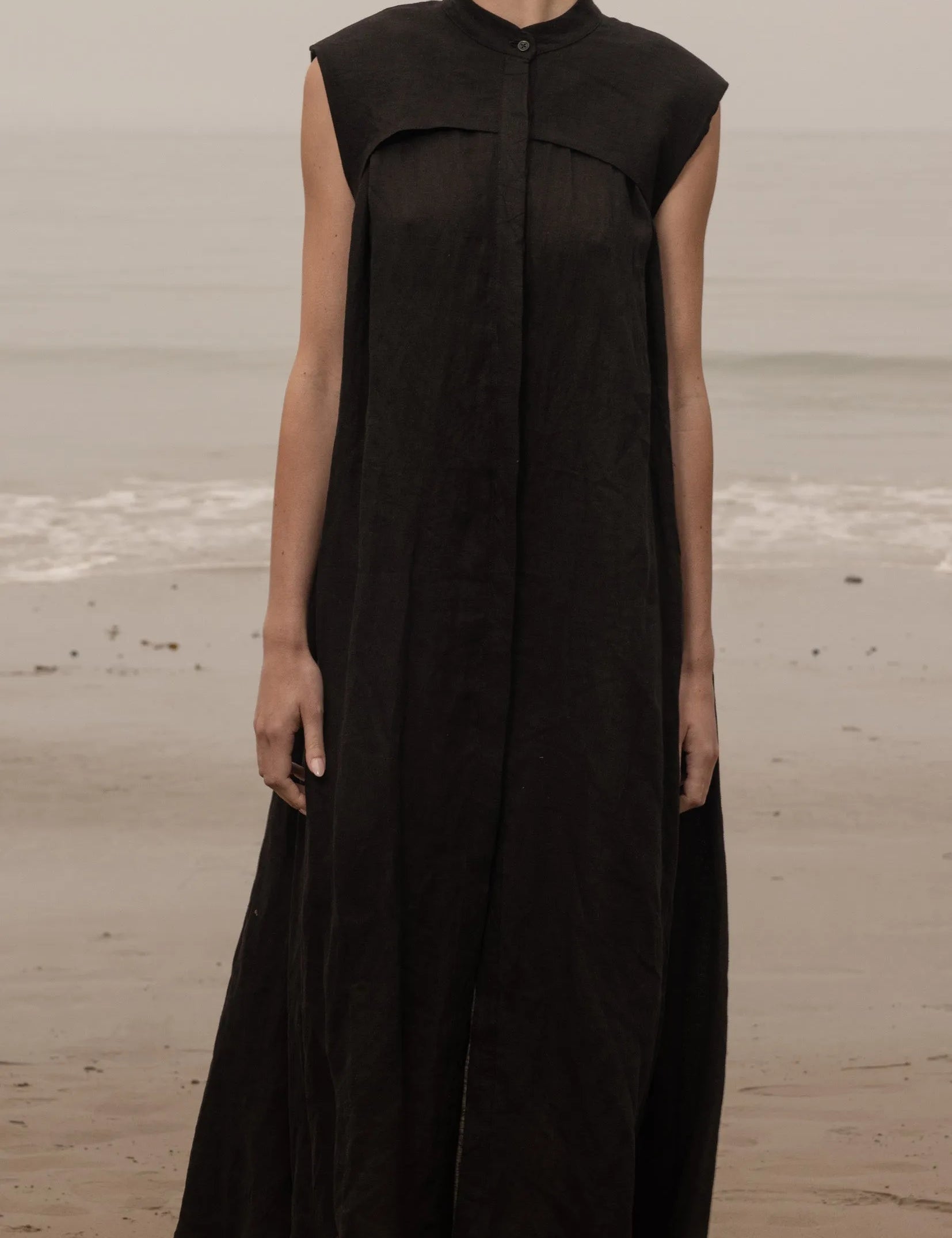 Sespe Dress - Noir Tissue Linen - Heidi Merrick