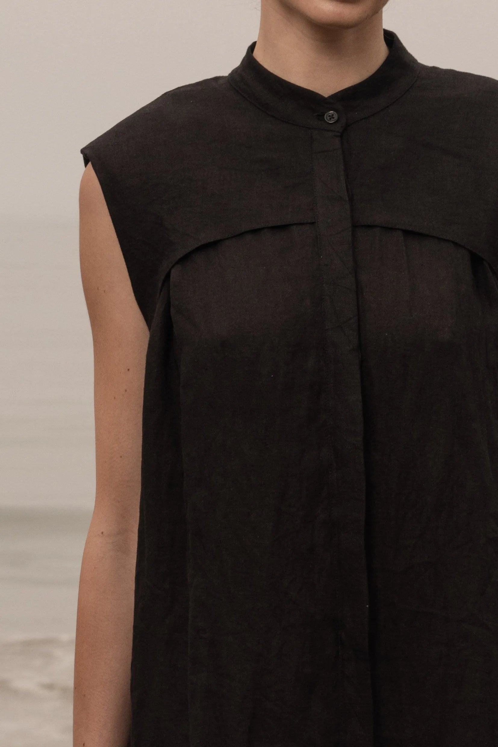 Sespe Dress - Noir Tissue Linen - Heidi Merrick