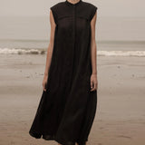 Sespe Dress - Noir Tissue Linen - Heidi Merrick