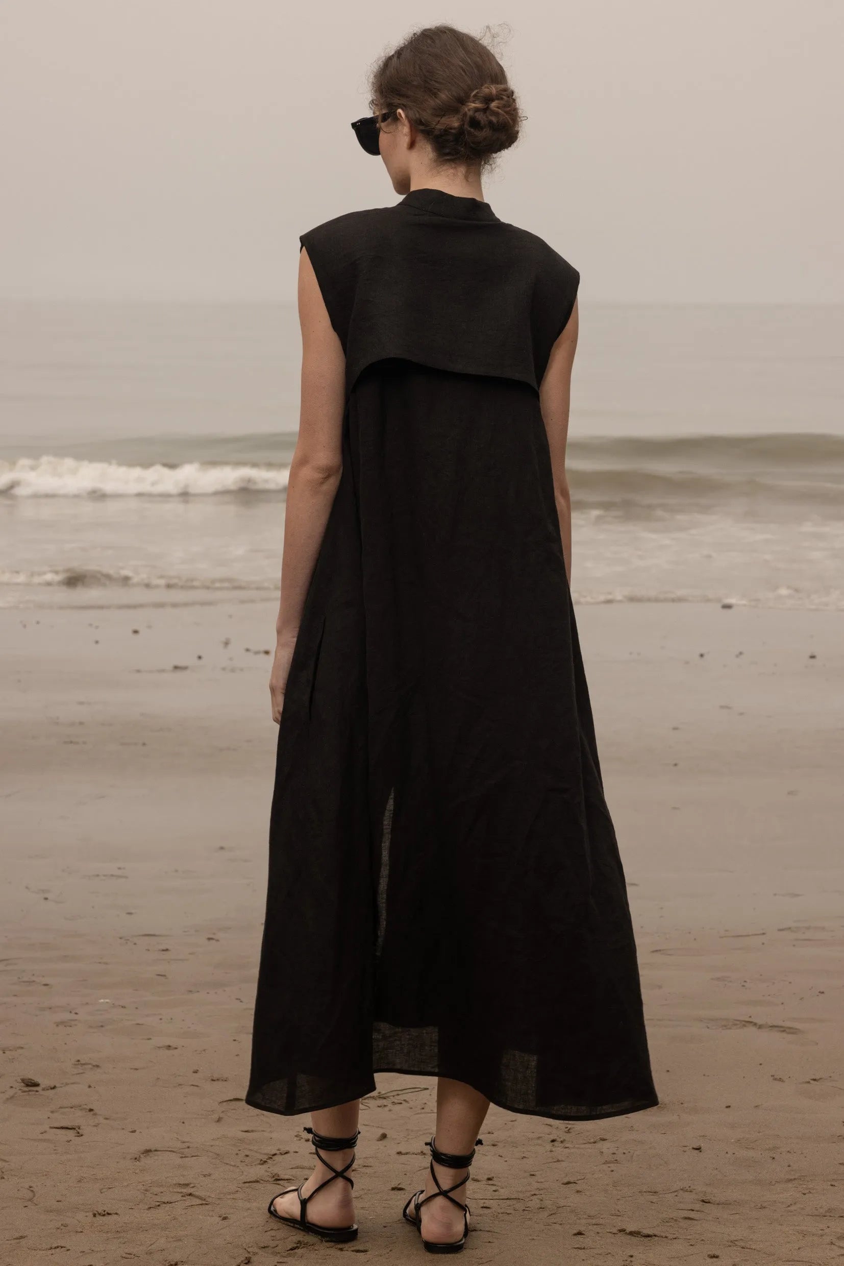 Sespe Dress - Noir Tissue Linen - Heidi Merrick
