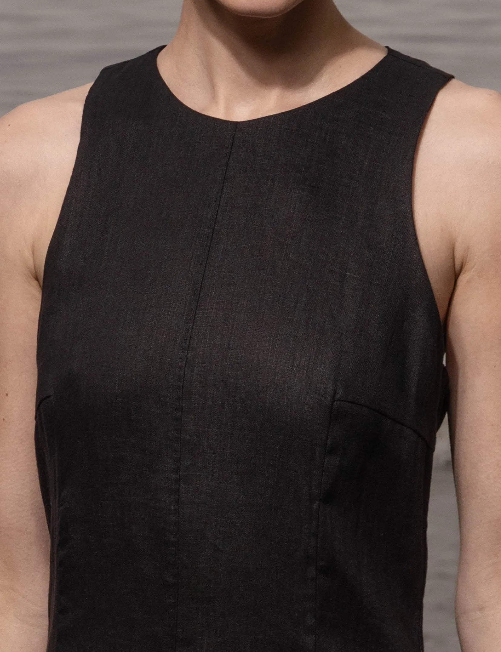 Lila Dress - Black Linen - Heidi Merrick