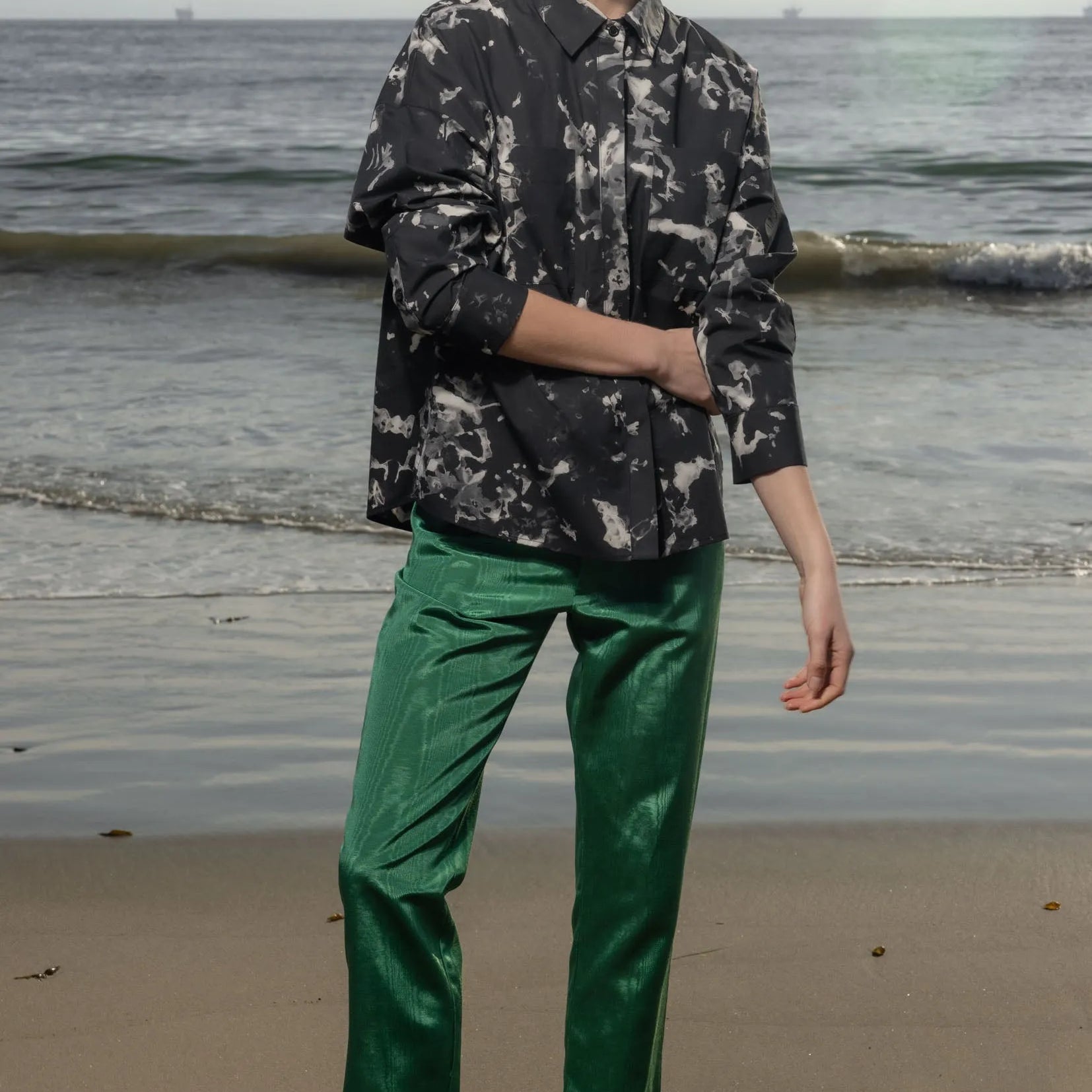 Bruno Pant - Green Moire - Heidi Merrick
