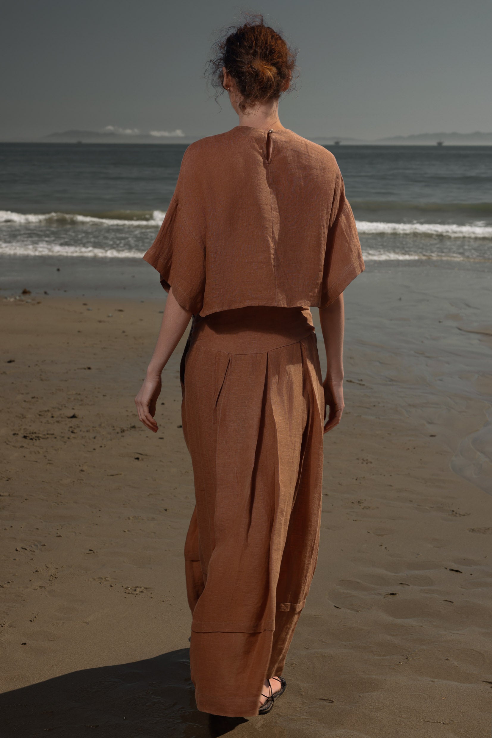 Marbella Skirt - Clay Tissue Linen - Heidi Merrick