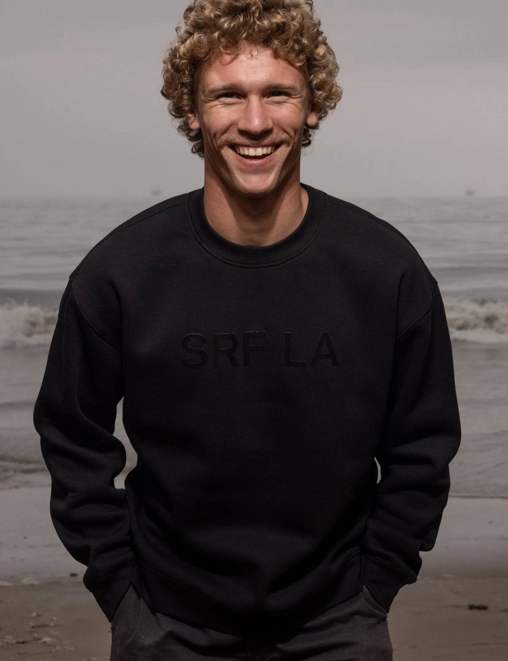 SRF LA Unisex Crewneck - Black on Black - Heidi Merrick