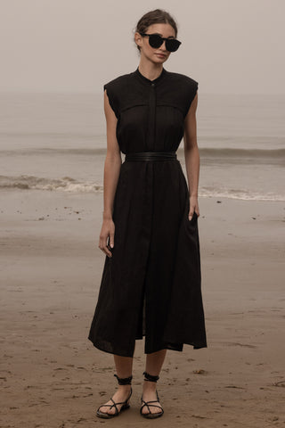 Sespe Dress - Noir Tissue Linen