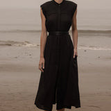 Sespe Dress - Noir Tissue Linen - Heidi Merrick