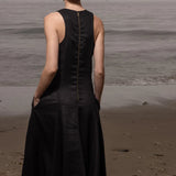 Lila Dress - Black Linen - Heidi Merrick