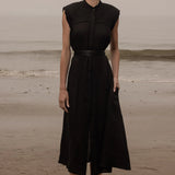 Sespe Dress - Noir Tissue Linen - Heidi Merrick