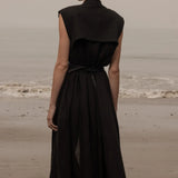 Sespe Dress - Noir Tissue Linen - Heidi Merrick