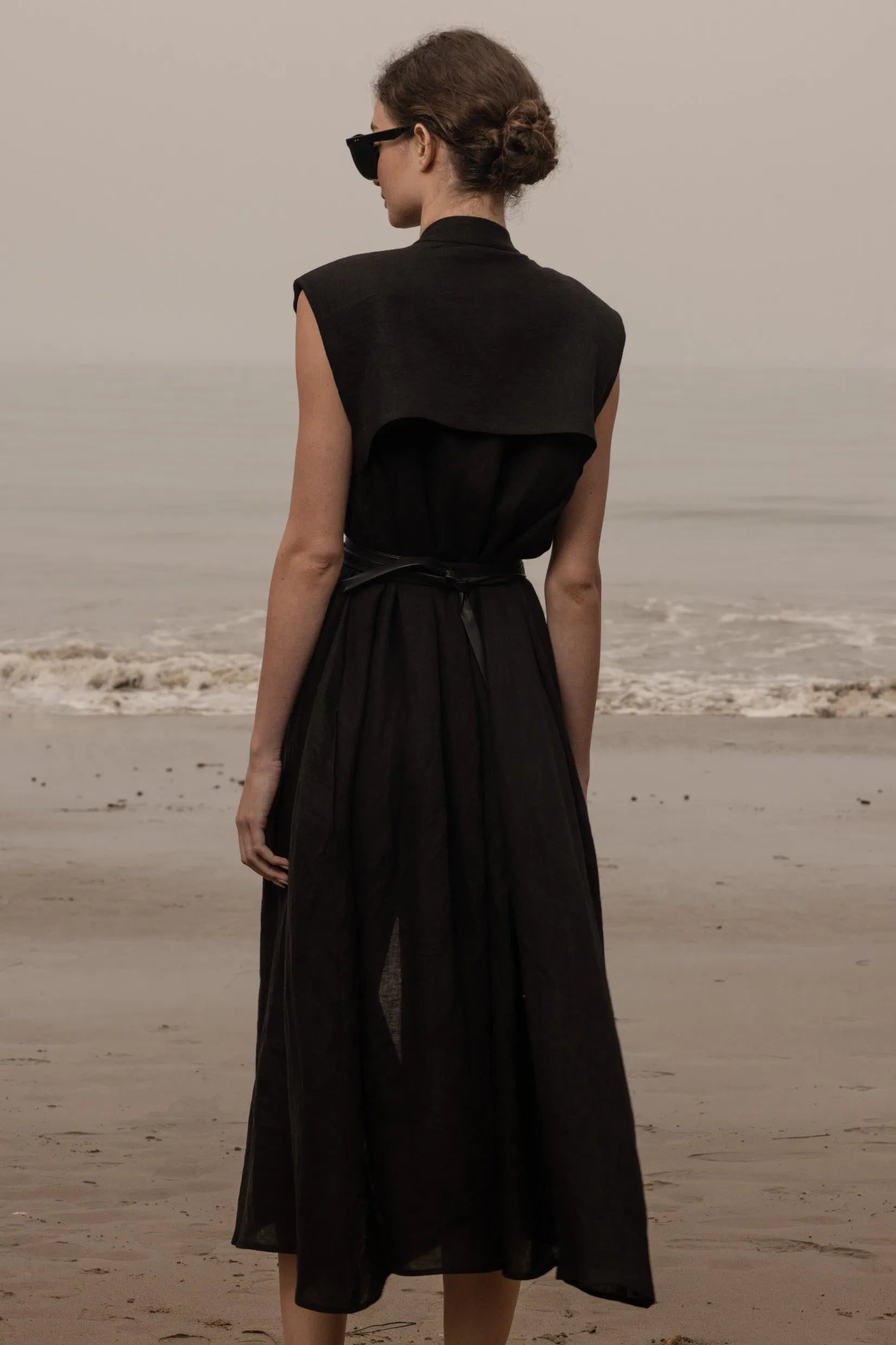 Sespe Dress - Noir Tissue Linen - Heidi Merrick
