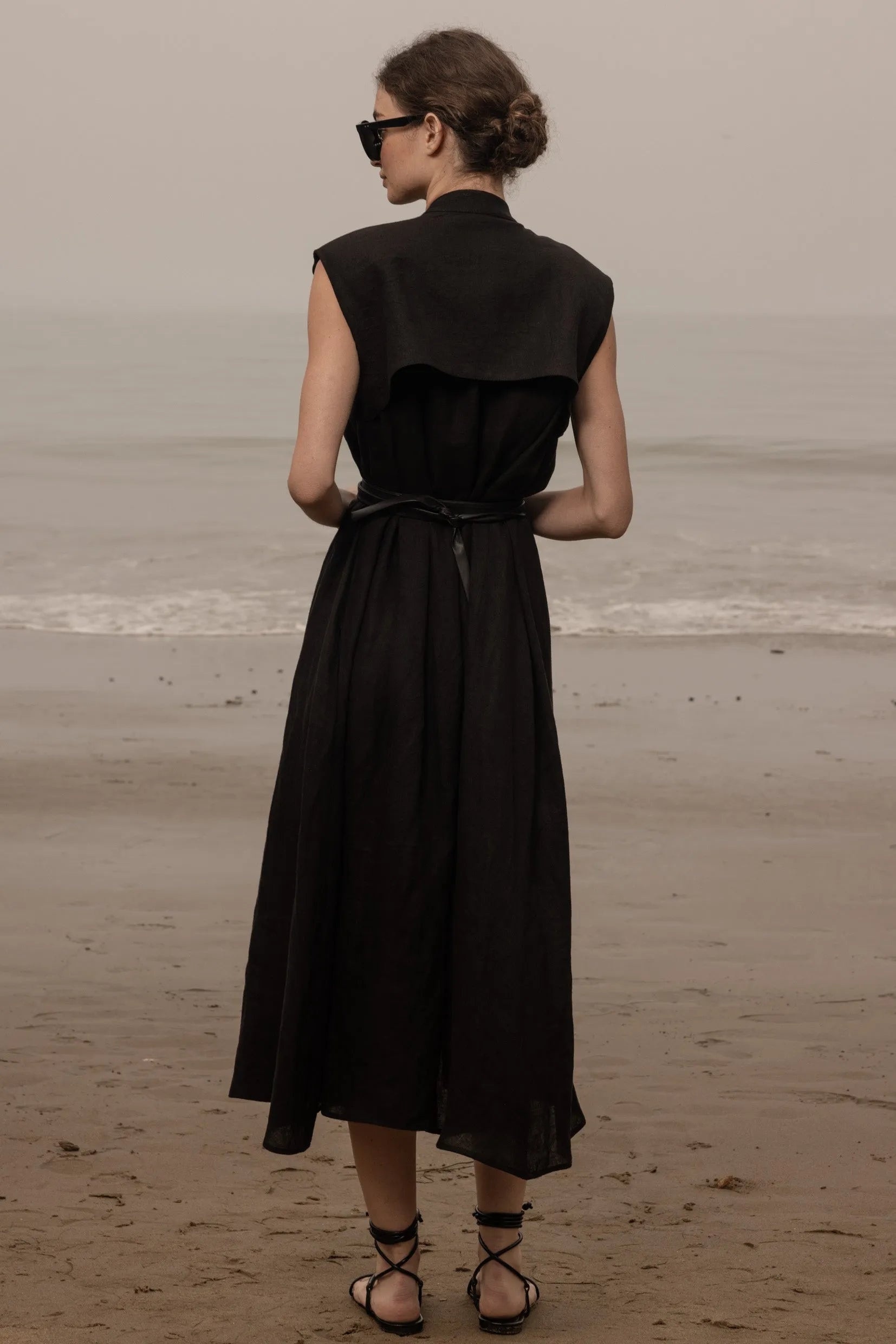Sespe Dress - Noir Tissue Linen - Heidi Merrick