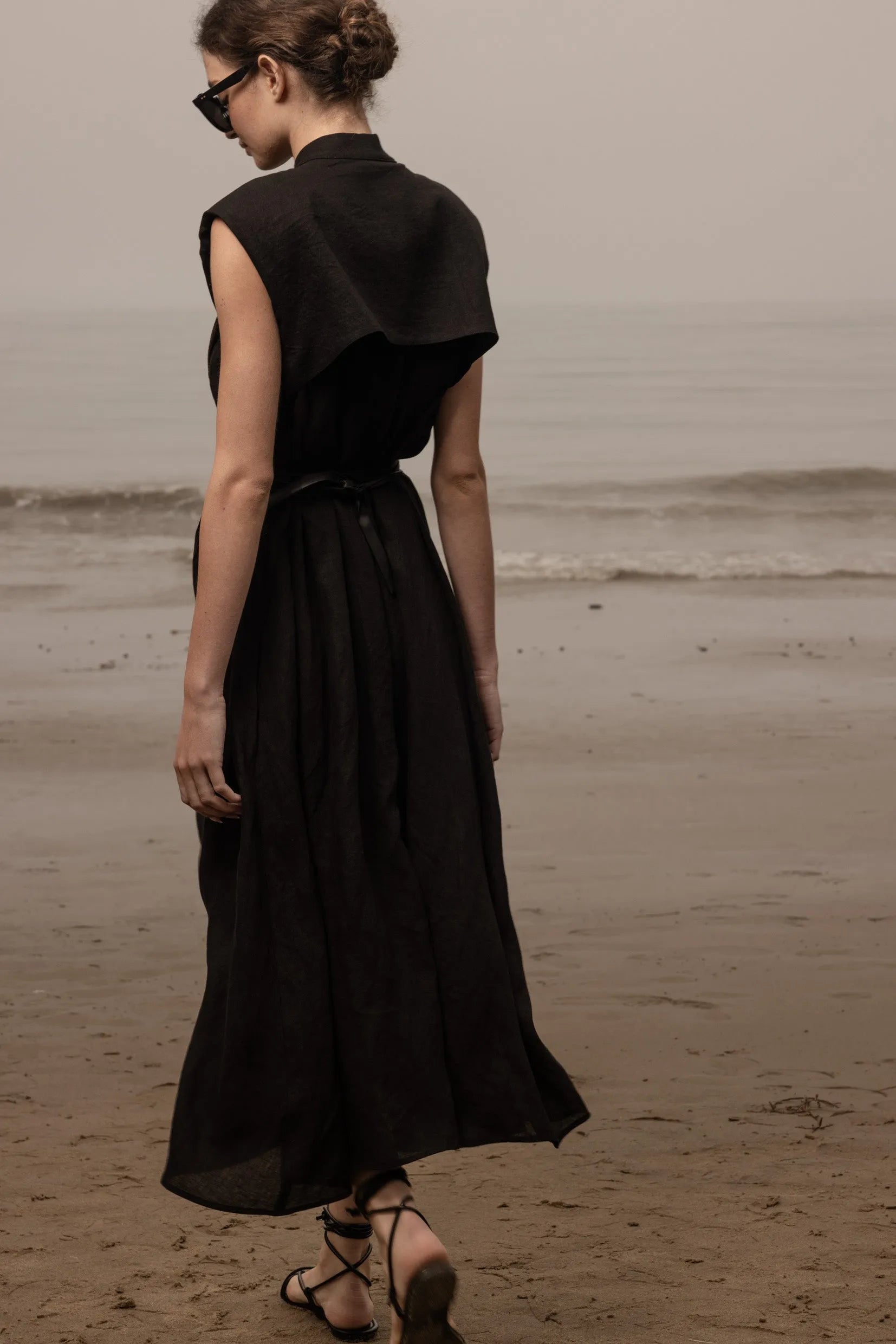 Sespe Dress - Noir Tissue Linen - Heidi Merrick