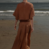Marbella Skirt - Sable Tissue Linen - Heidi Merrick
