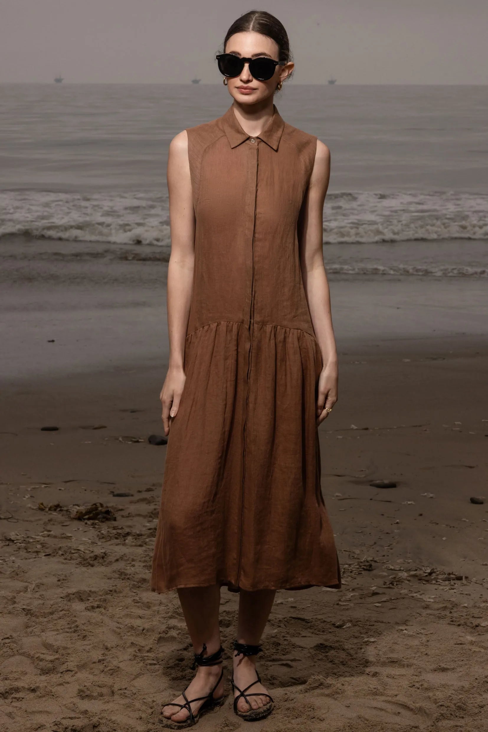 Provence Dress - Clay Tissue Linen - Heidi Merrick