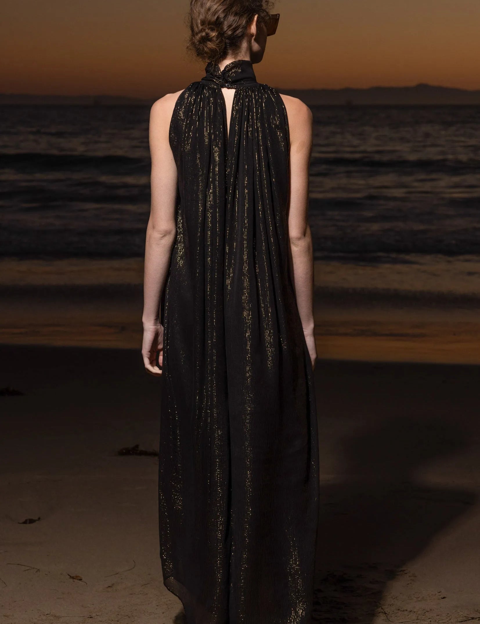 Circe Dress - Black Silk Lurex - Heidi Merrick