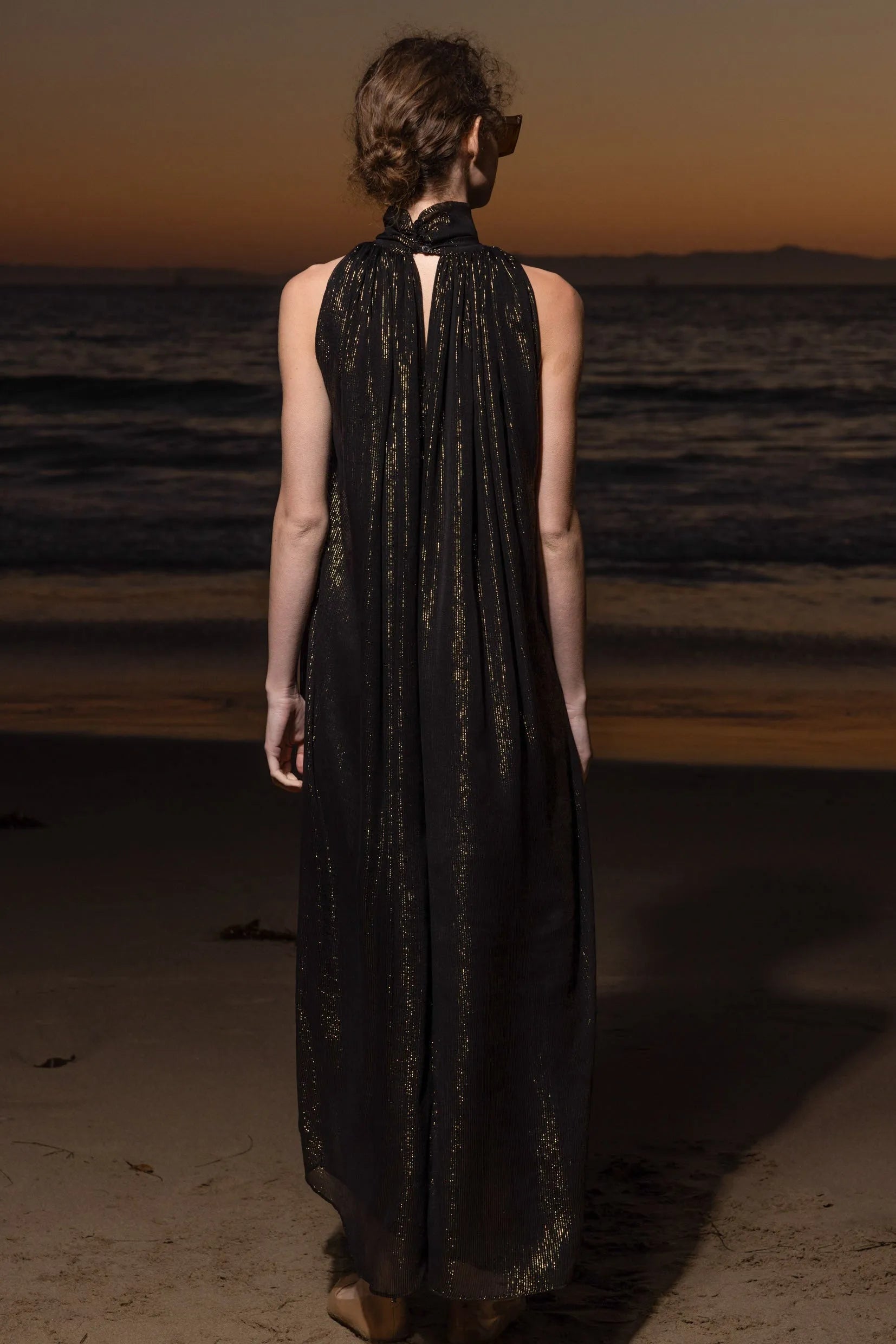 Circe Dress - Black Silk Lurex - Heidi Merrick