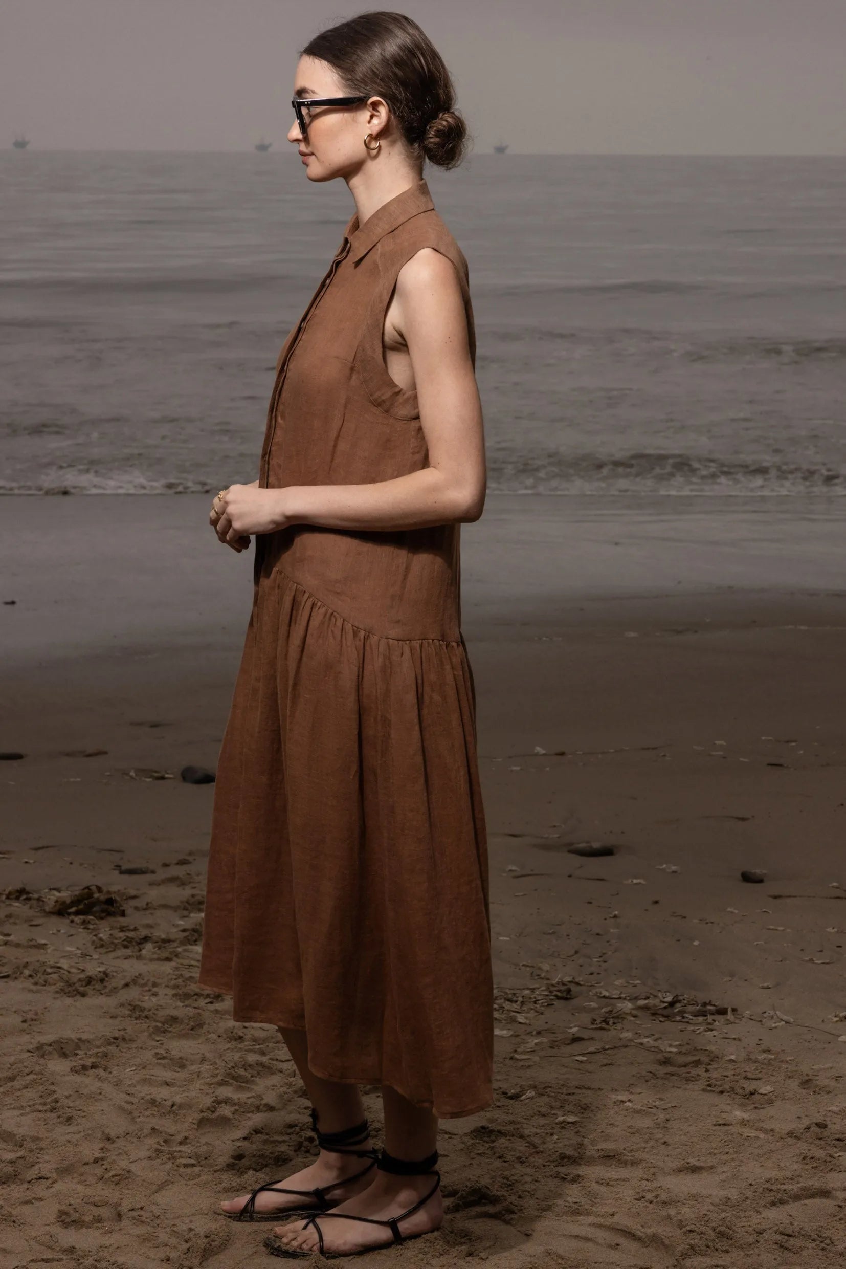 Provence Dress - Clay Tissue Linen - Heidi Merrick