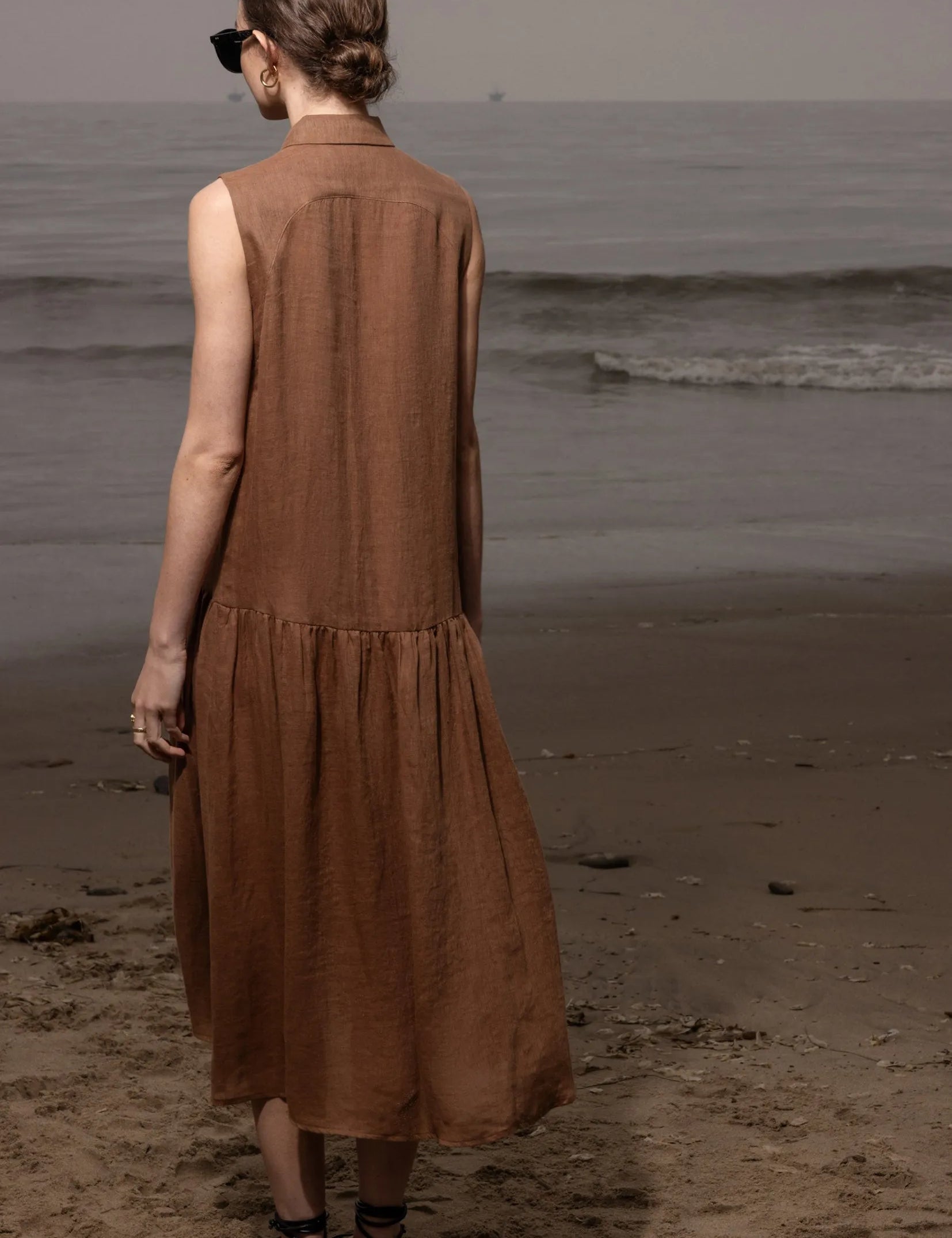Provence Dress - Clay Tissue Linen - Heidi Merrick