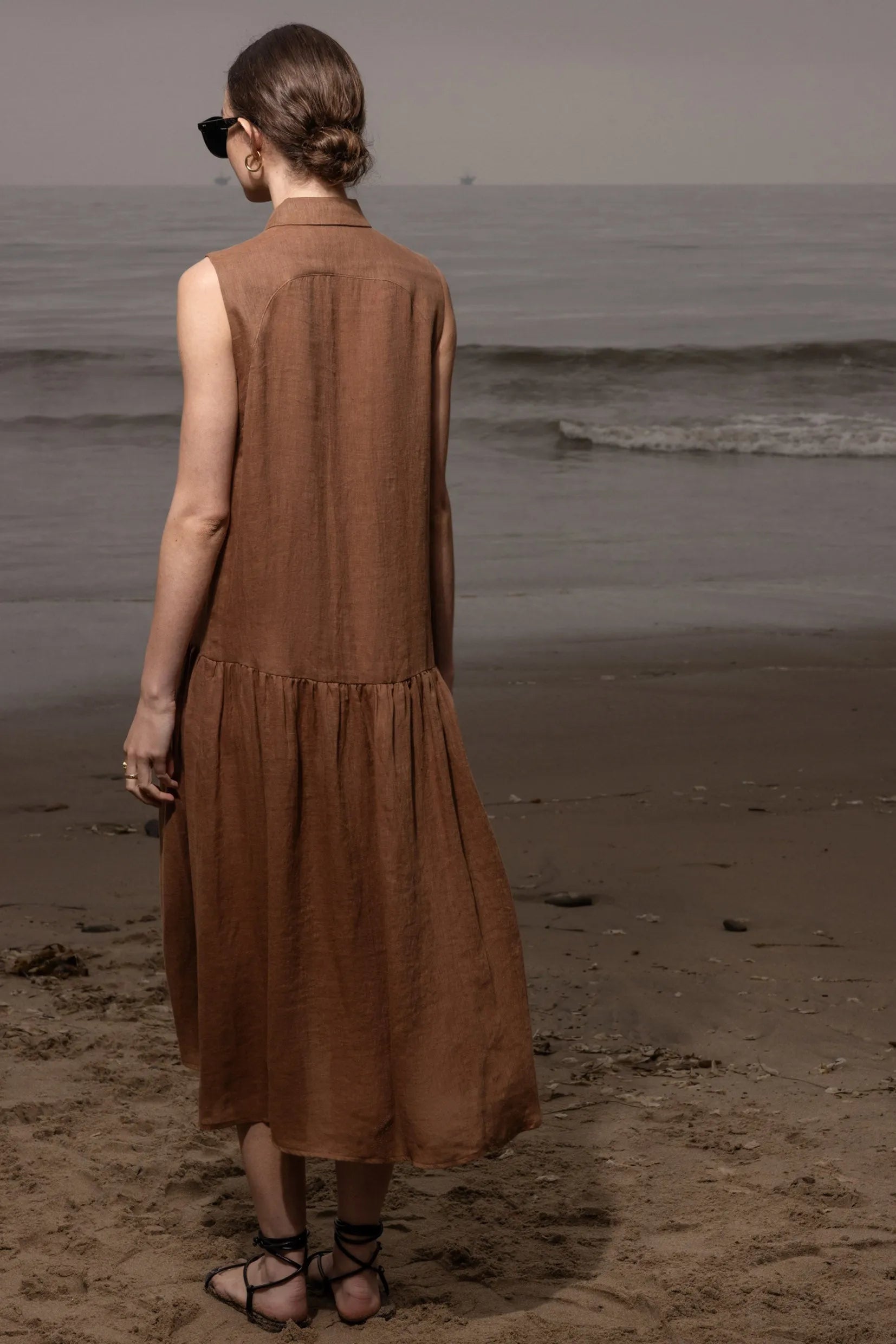 Provence Dress - Clay Tissue Linen - Heidi Merrick