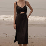 Como Dress - Noir Silk & Hemp - Heidi Merrick