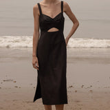 Como Dress - Noir Silk & Hemp - Heidi Merrick