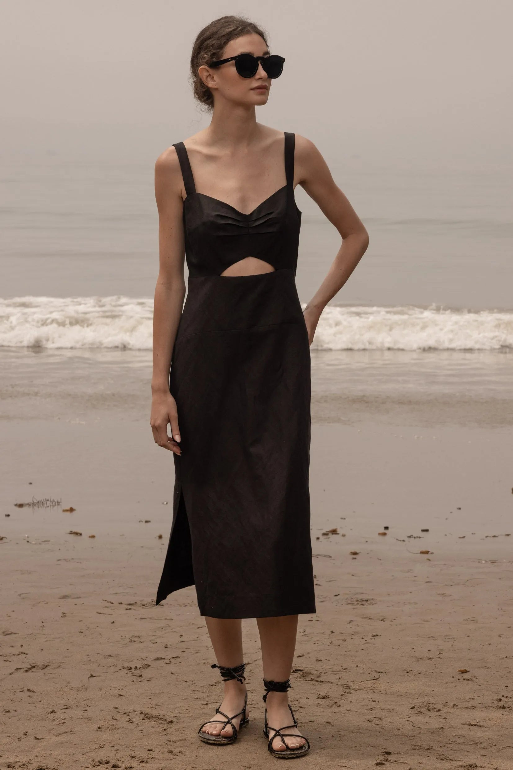 Como Dress - Noir Silk & Hemp - Heidi Merrick