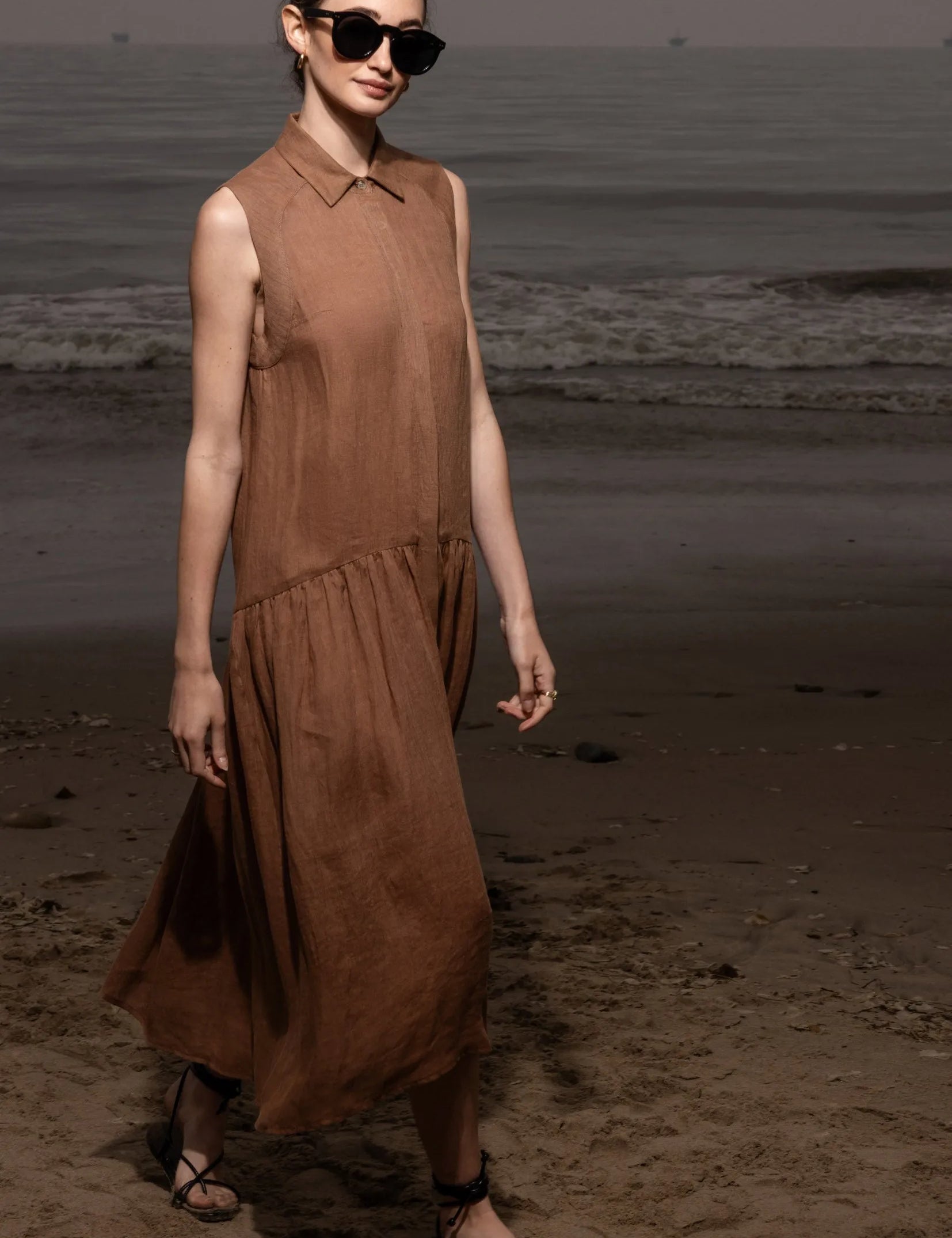 Provence Dress - Clay Tissue Linen - Heidi Merrick