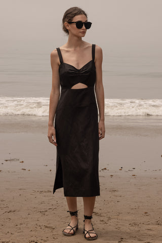 Como Dress - Noir Silk & Hemp