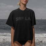 SRF LA Mustache Tee - Black on Black - Heidi Merrick