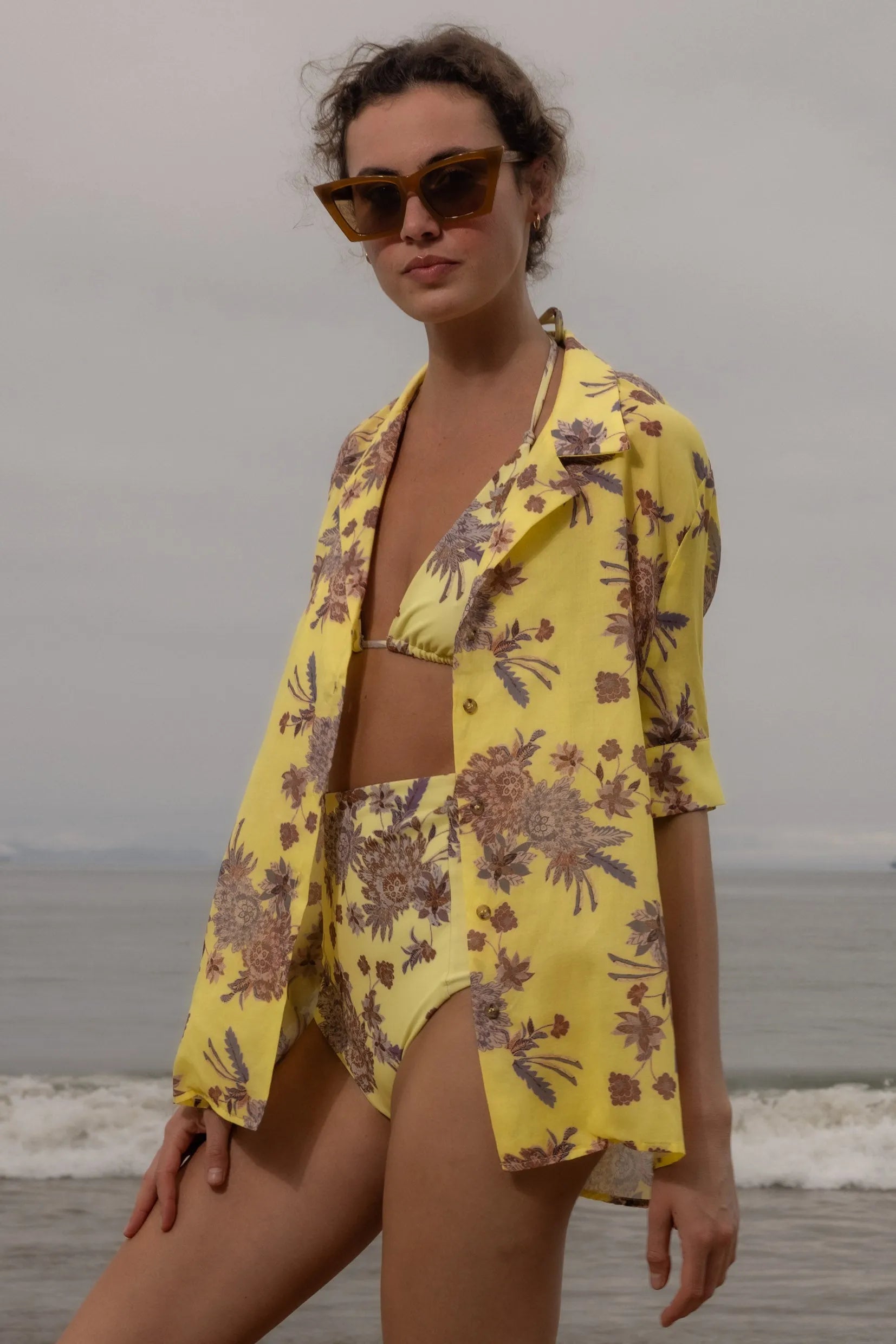 Bali Shirt - Yellow Batik - Heidi Merrick