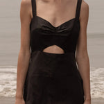 Como Dress - Noir Silk & Hemp - Heidi Merrick