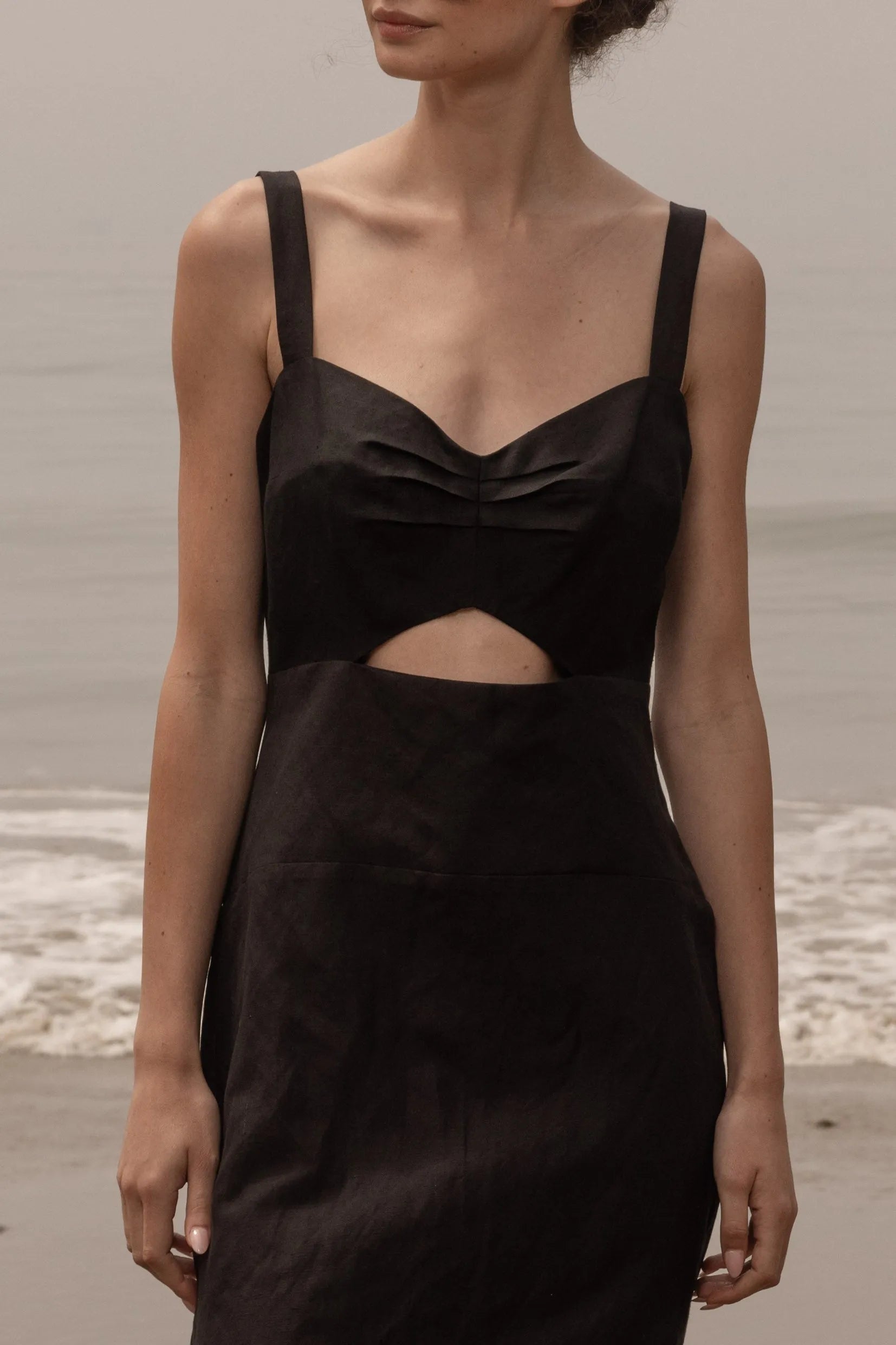 Como Dress - Noir Silk & Hemp - Heidi Merrick