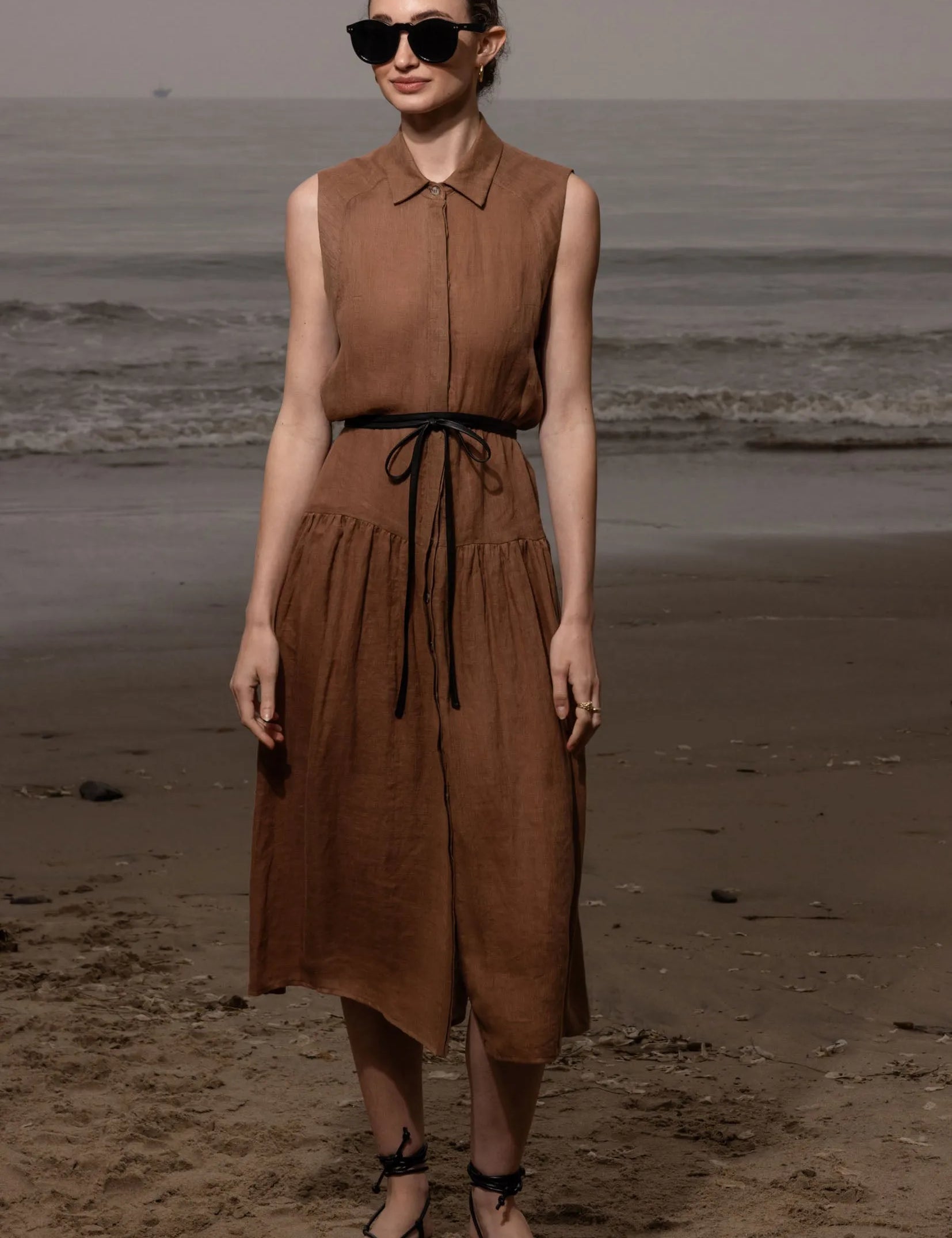 Provence Dress - Clay Tissue Linen - Heidi Merrick