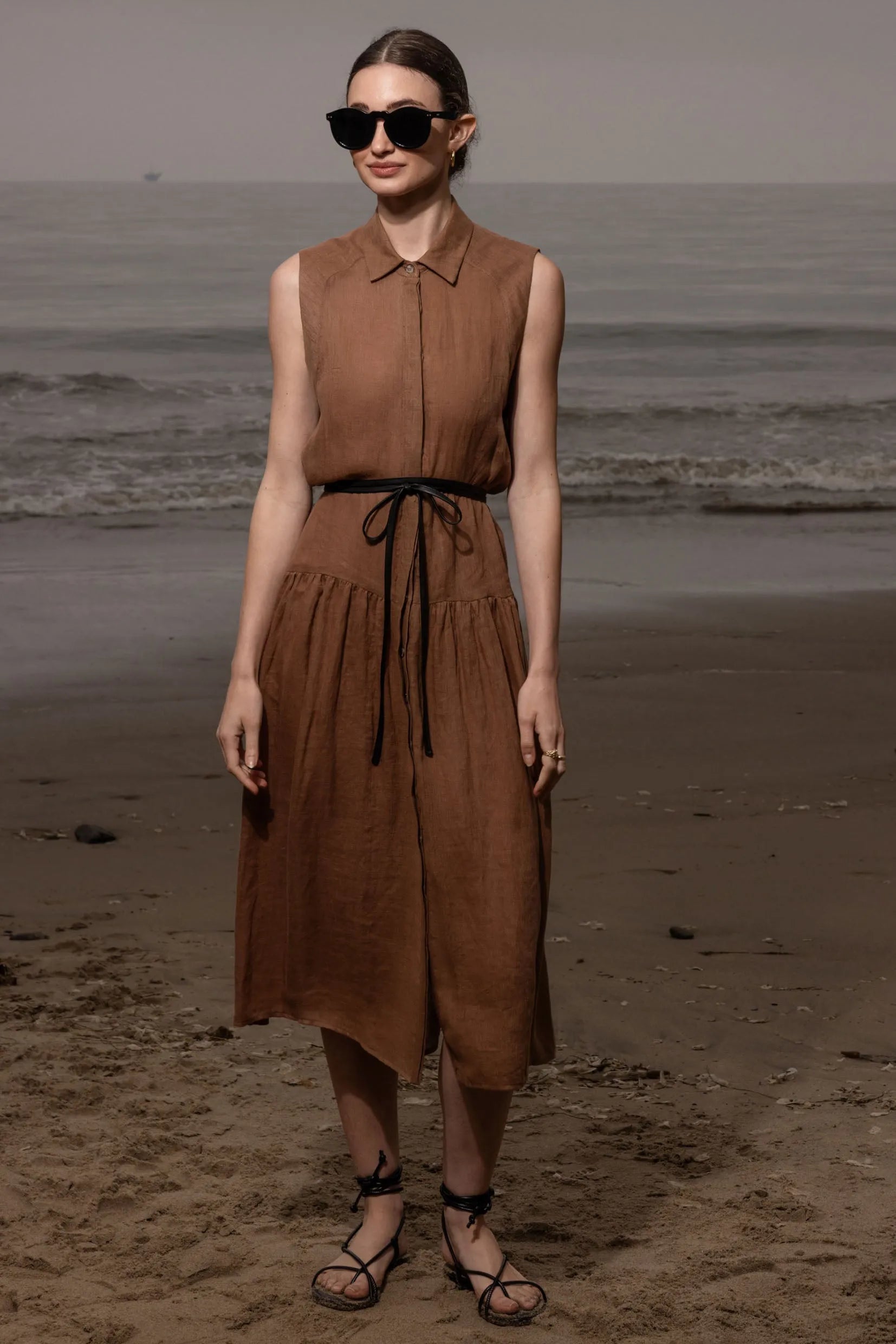 Provence Dress - Clay Tissue Linen - Heidi Merrick