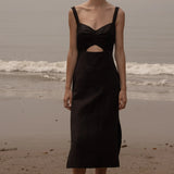 Como Dress - Noir Silk & Hemp - Heidi Merrick