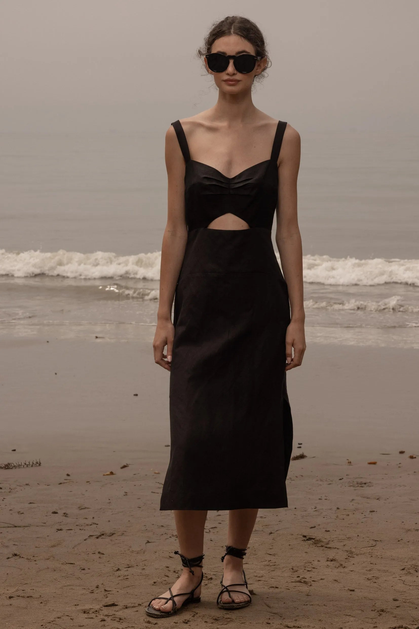 Como Dress - Noir Silk & Hemp - Heidi Merrick