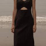 Como Dress - Noir Silk & Hemp - Heidi Merrick