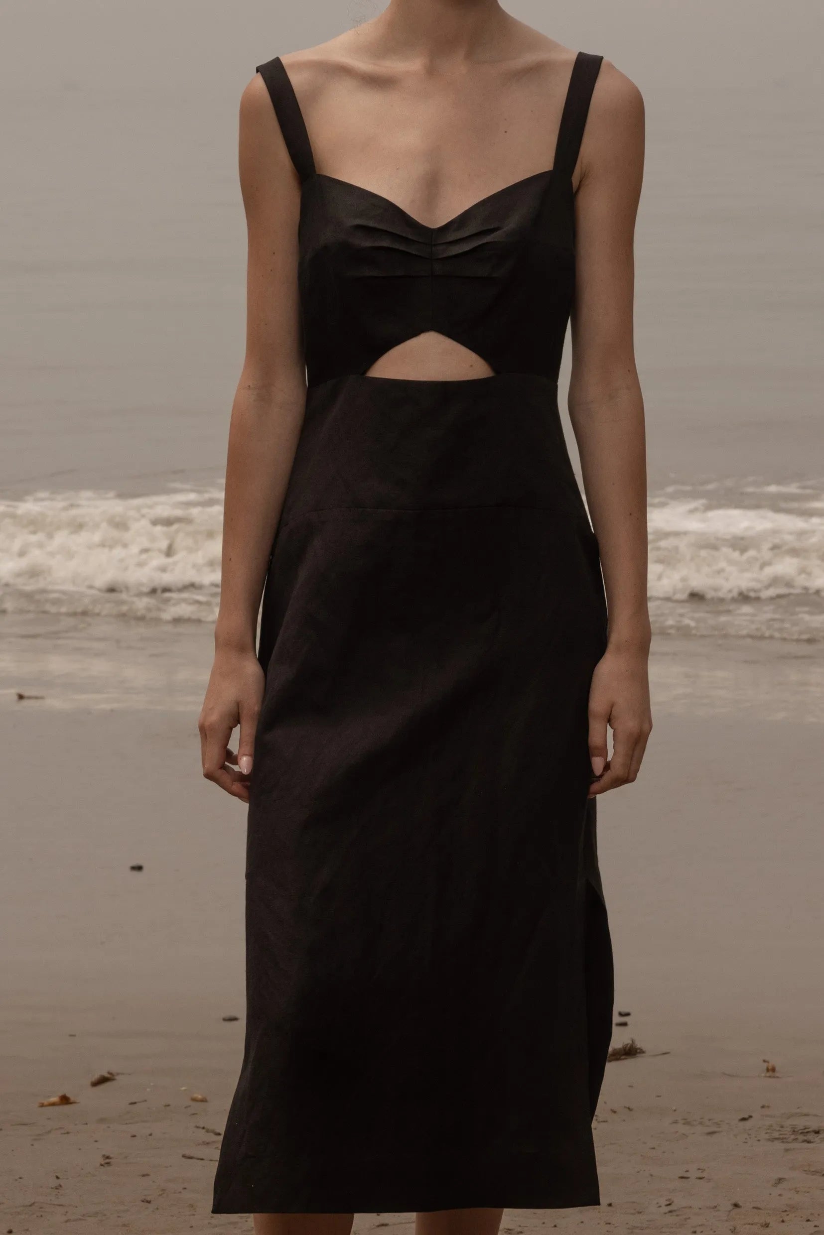 Como Dress - Noir Silk & Hemp - Heidi Merrick