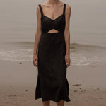Como Dress - Noir Silk & Hemp - Heidi Merrick