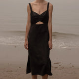 Como Dress - Noir Silk & Hemp - Heidi Merrick